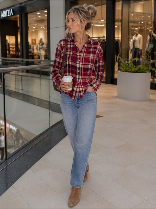 Ralph Lauren Tops - Vintage Y2K Lauren Ralph Lauren 100% Linen Plaid Button Front Shirt Red Size S